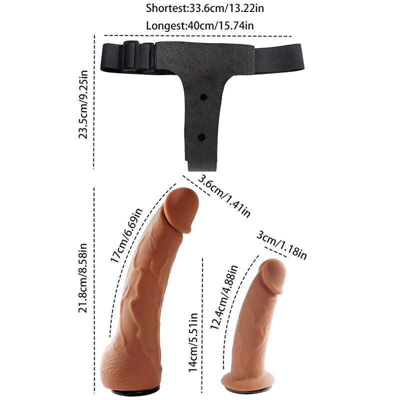 Remote Control Vibrating Strapless Strap-On - Dual 8.5"+5.5" Silicone Dildos w/ 10 Modes for Couples